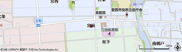 愛知県愛西市石田町（宮前）周辺の地図
