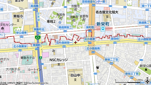 〒460-0005 愛知県名古屋市中区東桜の地図