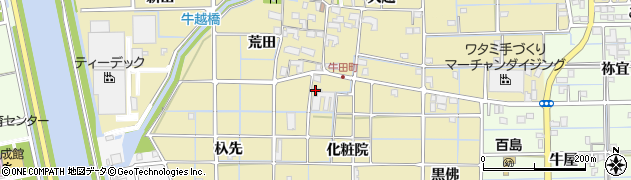 愛知県津島市牛田町（化粧院）周辺の地図