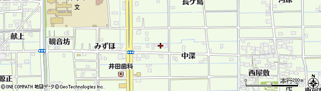 愛知県津島市莪原町（中深）周辺の地図