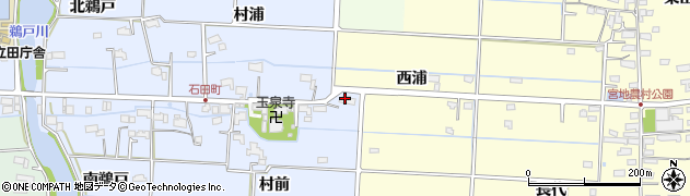 愛知県愛西市石田町（村前）周辺の地図
