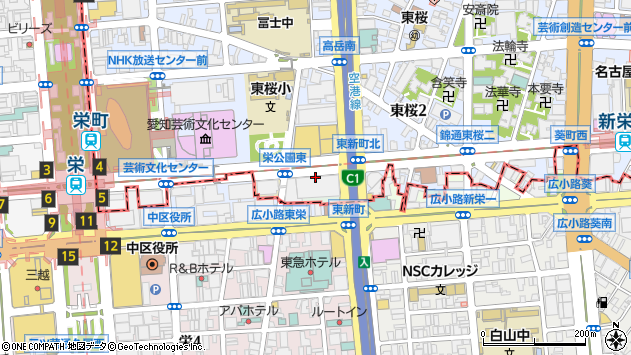 〒461-0006 愛知県名古屋市東区東新町の地図