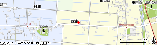 愛知県愛西市宮地町（西浦）周辺の地図