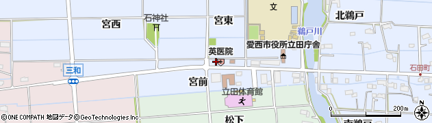 愛知県愛西市石田町宮東83周辺の地図