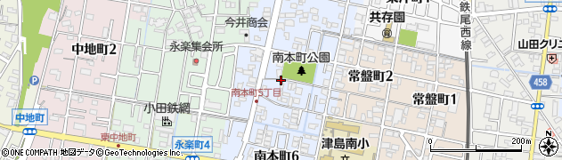愛知県津島市南本町周辺の地図