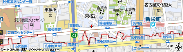 愛知県名古屋市東区東桜2丁目13-17周辺の地図