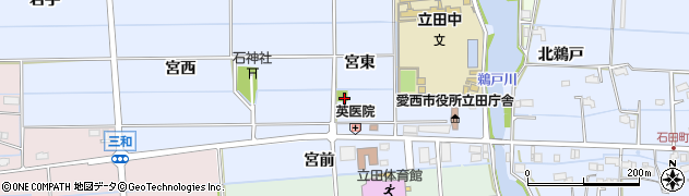 愛知県愛西市石田町宮東55周辺の地図