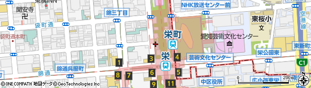 セブンイレブン名古屋栄森の地下街店周辺の地図