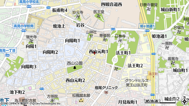〒464-0063 愛知県名古屋市千種区西山元町の地図