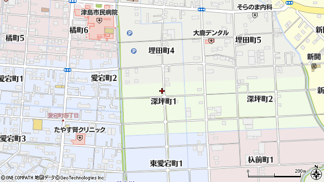 〒496-0032 愛知県津島市深坪町の地図