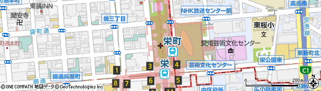 スターバックスコーヒー栄セントラルパーク店周辺の地図