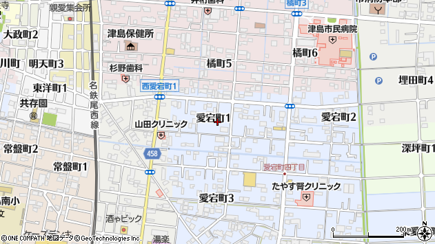 〒496-0036 愛知県津島市愛宕町の地図