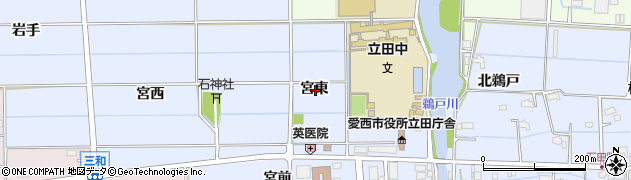 愛知県愛西市石田町宮東周辺の地図