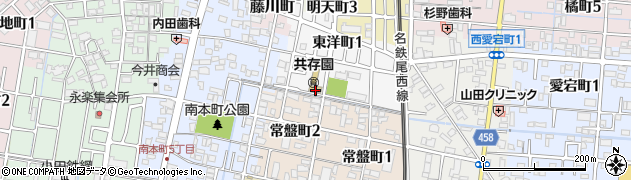 津島市役所　共存園保育所周辺の地図