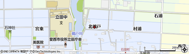 愛知県愛西市石田町（北鵜戸）周辺の地図