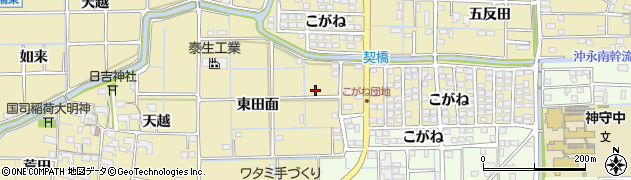 愛知県津島市越津町東田面周辺の地図