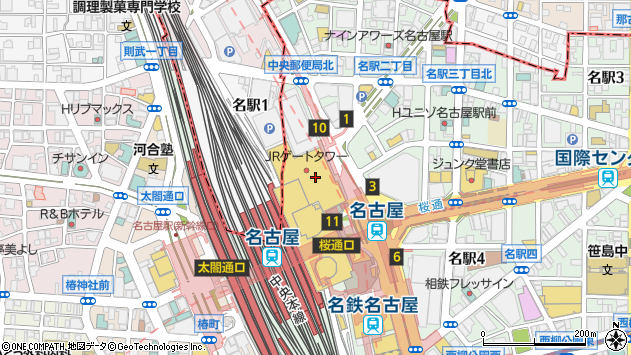 〒450-6617 愛知県名古屋市中村区名駅 ＪＲゲートタワー（１７階）の地図