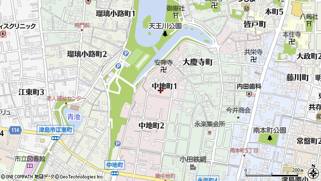 〒496-0847 愛知県津島市中地町の地図
