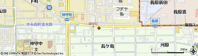 愛知県津島市莪原町（長ケ島）周辺の地図