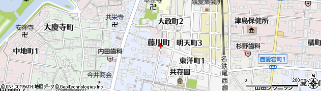 愛知県津島市藤川町周辺の地図
