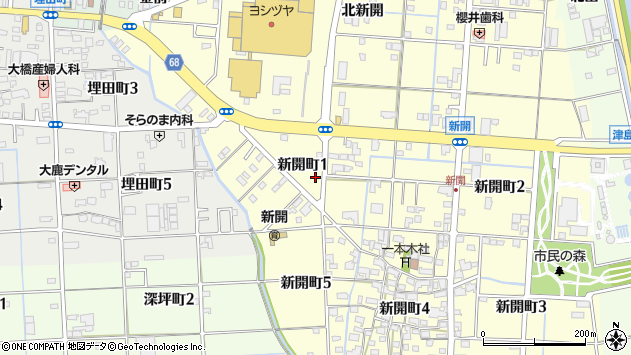 〒496-0071 愛知県津島市新開町の地図