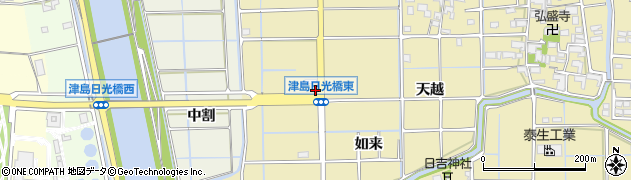 愛知県津島市越津町（荒毛）周辺の地図