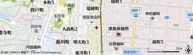 愛知県津島市瑞穂町周辺の地図