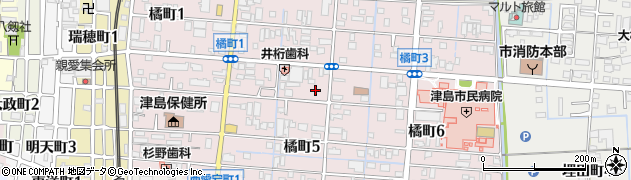 愛知県津島市橘町周辺の地図