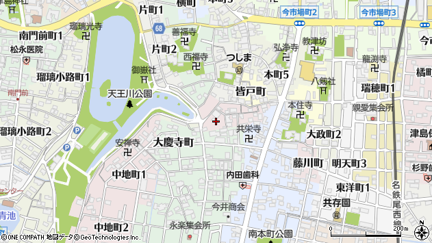 〒496-0844 愛知県津島市薬師町の地図