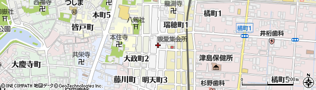 愛知県津島市明天町周辺の地図