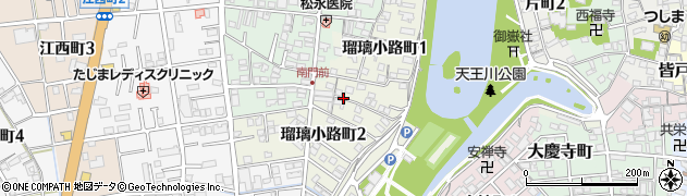 愛知県津島市瑠璃小路町周辺の地図