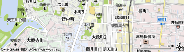 愛知県津島市中野町23周辺の地図