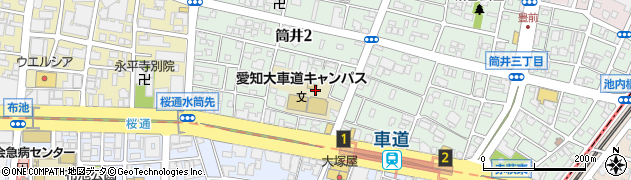 愛知大学　車道校舎総務課周辺の地図