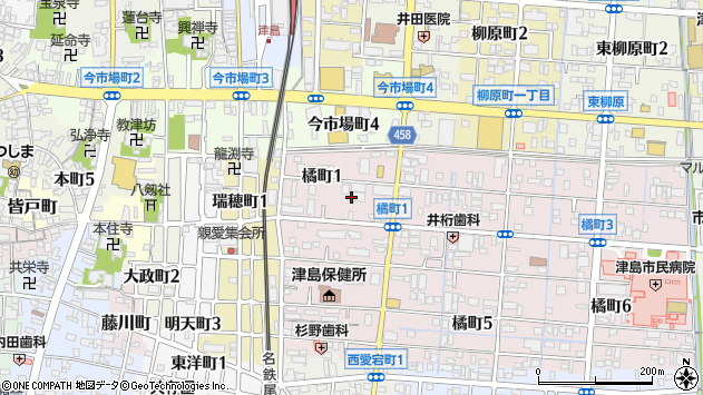 〒496-0038 愛知県津島市橘町の地図