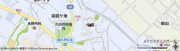愛知県長久手市岩作（中根）周辺の地図