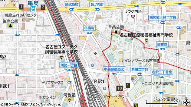 〒451-6013 愛知県名古屋市西区牛島町 名古屋ルーセントタワー（１３階）の地図