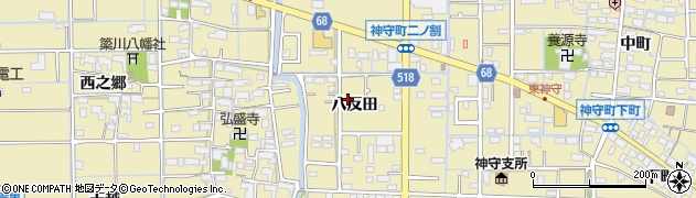 愛知県津島市神守町八反田周辺の地図