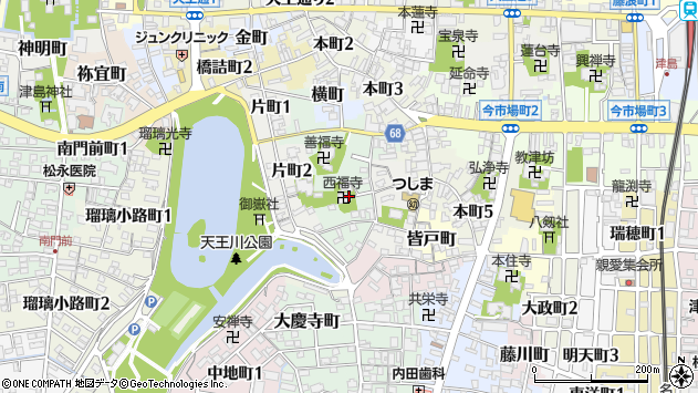 〒496-0849 愛知県津島市西御堂町の地図