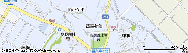 愛知県長久手市岩作（琵琶ケ池）周辺の地図