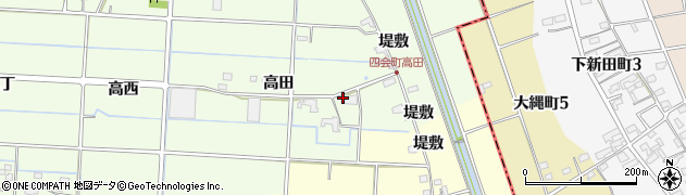 愛知県愛西市四会町（高田）周辺の地図