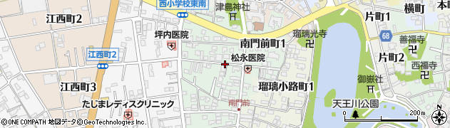 愛知県津島市南門前町周辺の地図