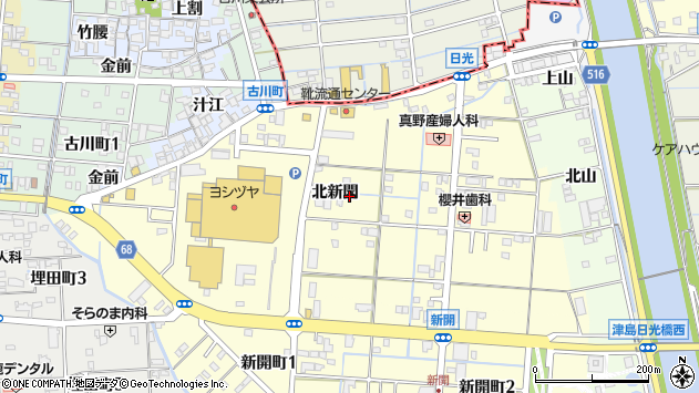 〒496-0027 愛知県津島市新開の地図