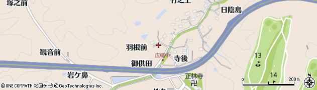 愛知県豊田市広幡町御供田周辺の地図