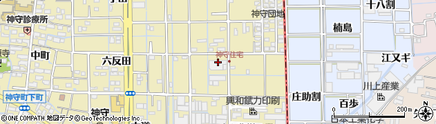 愛知県津島市神守町（砂田）周辺の地図