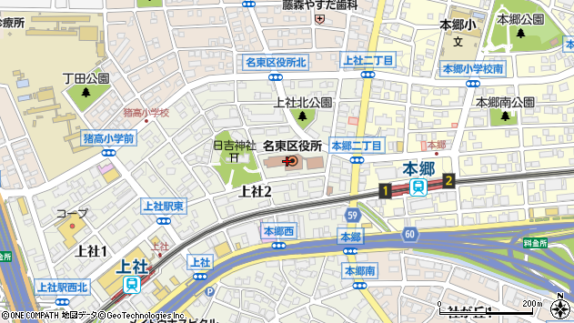 〒465-0000 愛知県名古屋市名東区（以下に掲載がない場合）の地図