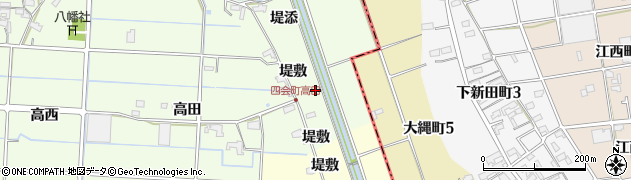 愛知県愛西市四会町（郷付）周辺の地図