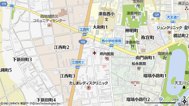 〒496-0855 愛知県津島市江東町の地図