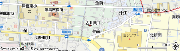 愛知県津島市古川町1丁目周辺の地図