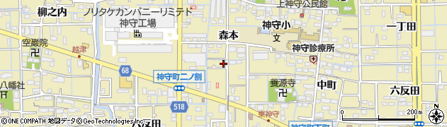 愛知県津島市神守町（森本）周辺の地図