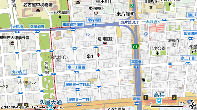 〒461-0001 愛知県名古屋市東区泉の地図
